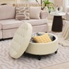 GustoWave Round Storage Ottoman, Modern Button Tufted Ottoman Coffee Table with Removable Top, Beige - 4 of 4