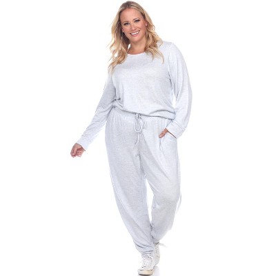 Women's Plus Size 2 Piece Lounge Set Light Blue 2x - White Mark : Target