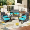 Costway 6PCS Patio Furniture Set Outdoor Sectional Conversation PE Rattan Sofa Set Black/Gray/Navy/Red/White/Turquoise - 4 of 4