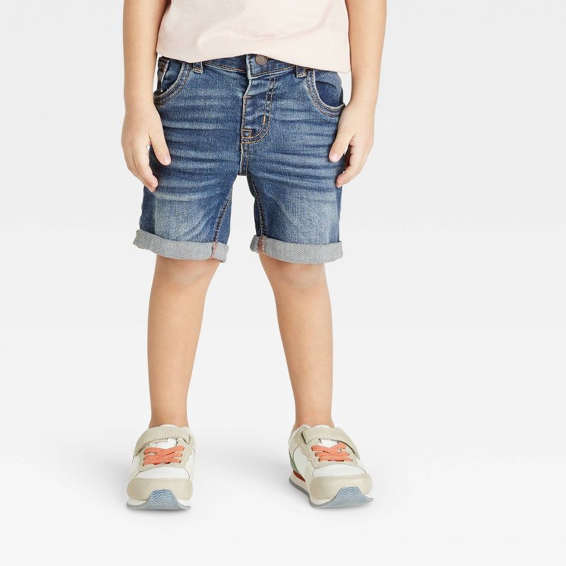 Toddler Boys' Button-Front Pull-On Jean Shorts - Cat & Jack™, 1 of 5