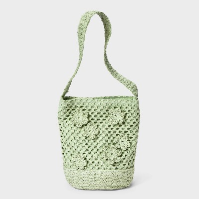 Straw Mini Floral Print Bucket Bag - A New Day™