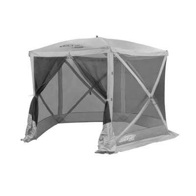 CLAM Quick-Set Venture 9 x 9 Foot Portable Pop Up Outdoor Camping Gazebo Screen Tent 5 Sided Canopy Shelter with Ground Stakes and Carry Bag, Gray