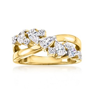 Ross-Simons 1.20 ct. t.w. CZ Crisscross Ring in 18kt Gold Over Sterling - 1 of 4