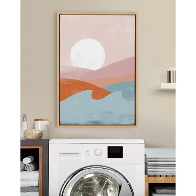 Endless Summer Sunset Abstract Canvas Print with Natural Frame