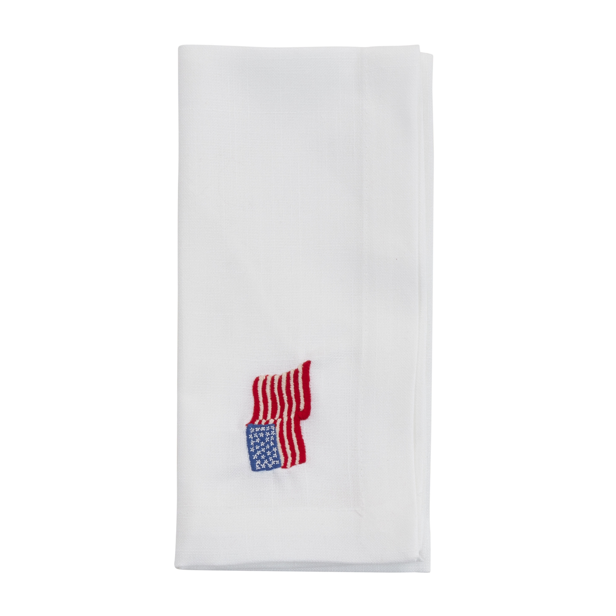 Saro Lifestyle Table Napkins With Embroidered American Flag Design (Set of 4)