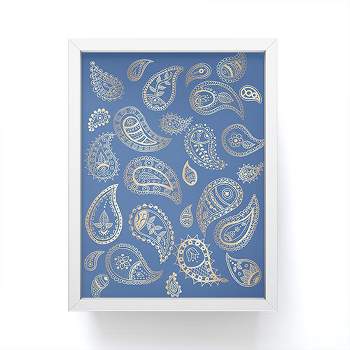 Cynthia Haller Classic blue and gold paisley 4" x 3" White Framed Mini Art Print - Society6