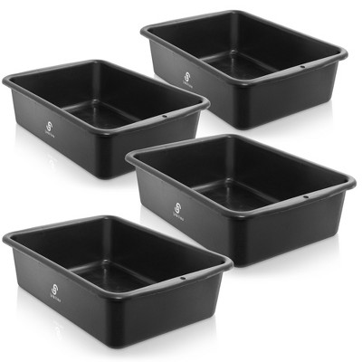 Jubilee 20 Quart Black Heavy Duty Plastic Utility Storage Bins, Set of 4