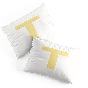 Deny Designs Standard April Lane Art Block Yellow Monogram T Microfiber Printed Pillow Sham - 1 of 3
