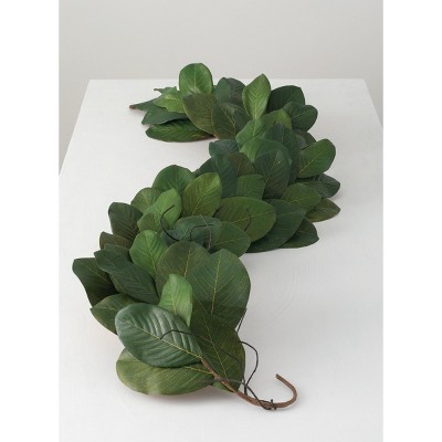 Sullivans Artificial Magnolia Leaf Garland 6' Green