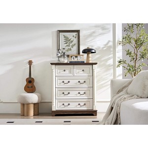 ORRD Farmhouse 5 Drawer Dresser Chest, Wooden Rustic Storage Organizer for Bedroom & Living Room, Sturdy & Durable - 1 of 4