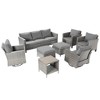 Sonkuki 8-Piece Patio Conversation Set with Swivel Rocking Chair and Side Table, Navy Blue Cushion - 2 of 4