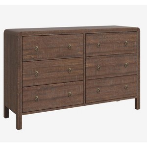 6 Drawer Wood Dresser Storage Organizer with Sturdy Metal Handle, TV Stand for 55 inch TV, Chest of Drawers for Living Room, Hallway, Closet - 1 of 1