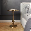 Side Table - Iron Pedestal Table with Antiqued Brass Finish for Couch, Loveseat, Entryway, or Bed - Vintage Living Room Furniture by Lavish Home - 4 of 4