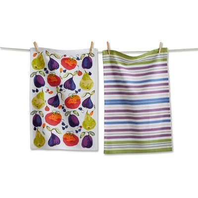 Tag Pear Plum Persimmon Kitchen Towel Set Everyday Dishtowels Machine Wash Dry 26x18 inches Multi Color