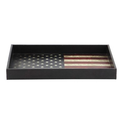 Rustic Elegance Patriotic American Flag Serving Tray Set, Red/White/Blue, 3-Pack