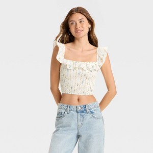 Women's Ruffle Sleeve Smocked Tank Top - Wild Fable™ - 1 of 3