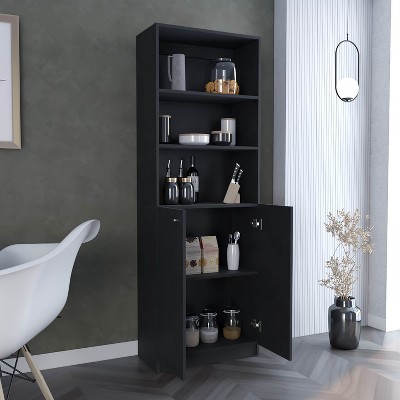 NicBex Minimalist 2 Door Wooden Bookshelf Multi-functional Bookcase with Open Shelves,Books Storage Cabinet Organizer for Office,Bedroom
