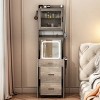 Small vanity with mirror and LED light, makeup table with charging station and storage shelf (for small spaces) - 3 of 4