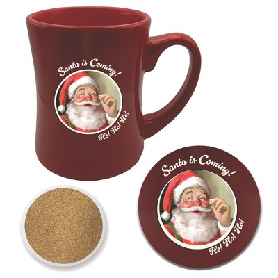 Courtside Market Santa Glasses 19 oz Dinner Mug & Coaster Set