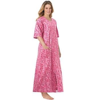 Dreams & Co. Women's Plus Size Long French Terry Zip-Front Robe