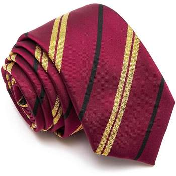 Spooky Central Maroon Red Striped Necktie with Glitter for Halloween Costumes, School Uniform