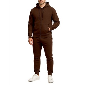 Galaxy By Harvic Men's Modern Fit Fleece-Lined Full-Zip Hoodie & Jogger 2-Piece Set - 1 of 4
