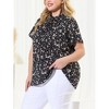 Agnes Orinda Women's Plus Size Self-tie Ruffle Pleated Floral Elegant Casual Blouses - 2 of 4