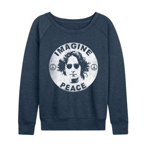 Women's - John Lennon - Lennon Imagine Peace Lightweight French Terry Wide Neck Long Sleeve Graphic Shirt - 1 of 4