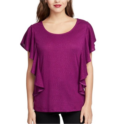 Rachel Roy Womens Greta Pullover Blouse, Purple, Small