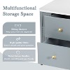Vynxaria Modern Nightstand - 2 Storage Drawers, Fluted Design, Golden Metal Handles/Legs, Anti-Tip Bracket, Bedroom/Living Room End Table,Blue - 2 of 4