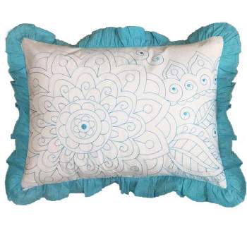 Bacati - Sophia Paisley Aqua/Coral Throw Pillow