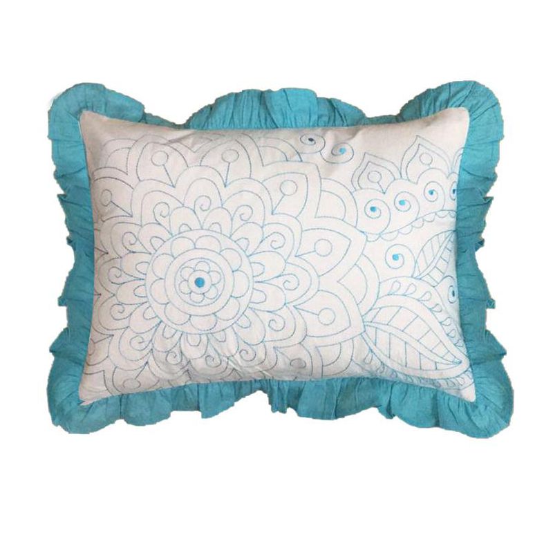 Bacati - Sophia Paisley Aqua/Coral Throw Pillow, 1 of 6