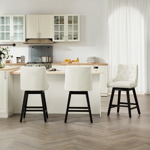 Gericco 26" Swivel Bar Stools, Upholstered Swivel Counter Stools with Back, Modern Kitchen Island Stools with Solid Wood Legs - 1 of 4