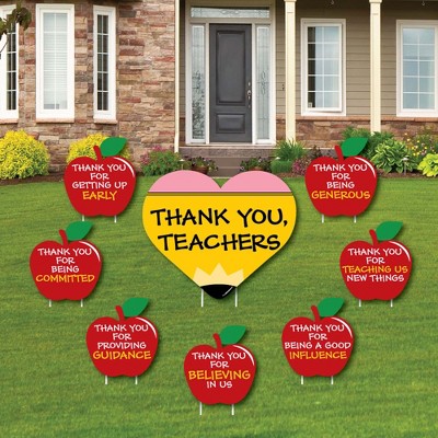 Big Dot of Happiness Teacher Appreciation - First and Last Day of School Yard Sign & Outdoor Lawn Decor  - Thank You Teachers Yard Signs - Set of 8