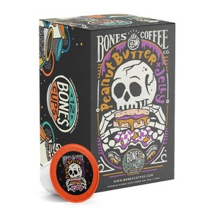 Bones Coffee Company Peanut Butter & Jelly Flavored Coffee Pods, 12 ct Single-Serve Bones Cups Compatible with Keurig Coffee Maker - 1 of 2