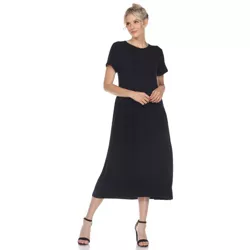 Short Sleeve Maxi Dress  Black Large- White Mark