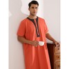 Lars Amadeus Men's Short Sleeves Button Contrast Color Collared Long Nightshirts - 2 of 4