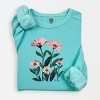 Simply Sage Market Pink Daisies Watercolor Lightweight Garment Dyed Sweatshirt - 2 of 4