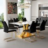 7-Piece Dining Set with 4 Upholstered Chairs and Tempered Glass Rock Top - 4 of 4