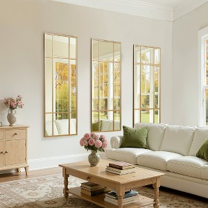 Wooakway Black/Gold Decorative Wall Mirror Bathroom/Vanity Mirror Overmantel Mirror for Living Room Bedroom Entryway - 1 of 4