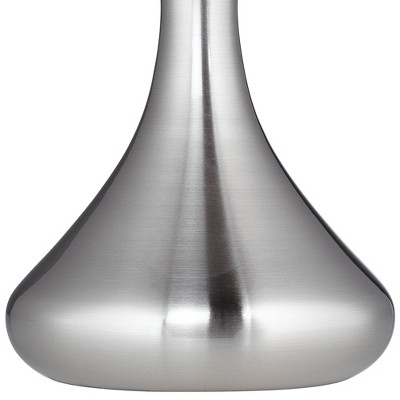 Set of 2 White Cylinder Shade Brushed Nickel Table Lamps