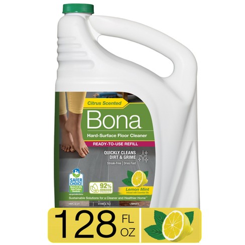 Bona Lemon Mint Cleaning Products Mop Refill Multi Surface All Purpose Floor  Cleaner - 128oz : Target