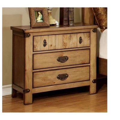 Vynxaria Cottage Style Nightstand with USB Charger Weathered Elm Ball Bearing Glides Top Drawer Power Outlet for Bedroom