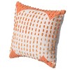16" Handwoven Cotton Throw Pillow Cover with Ribbed Line Dots and Wave Border, Insert Included - 2 of 4
