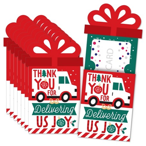 Big Dot of Happiness Christmas Delivery Drivers Appreciation - Thank You Mail Carriers Money and Gift Card Sleeves - Nifty Gifty Card Holders 8 ct