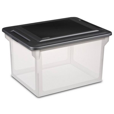 Sterilite Clear Stackable Plastic Storage Boxes with Black Lids, 4-Pack