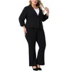 Agnes Orinda Women's Plus Size 3/4 Ruched Sleeve Notch Lapel Work Office Crop Suit Blazer - 2 of 4