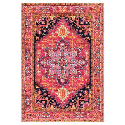 Reversible Pink Medallion 4' x 6' Synthetic Area Rug