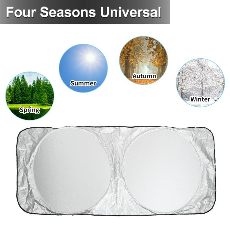 Unique Bargains Car Front Windshield Cover Protection Snow Ice Frost Freeze Sunshade 66.9"x27.5", 2 of 5