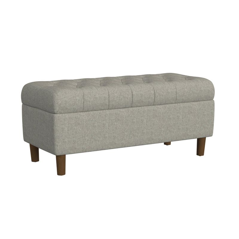 Button Tufted Storage Bench with Cone Wood Legs Gray - HomePop, 3 of 10